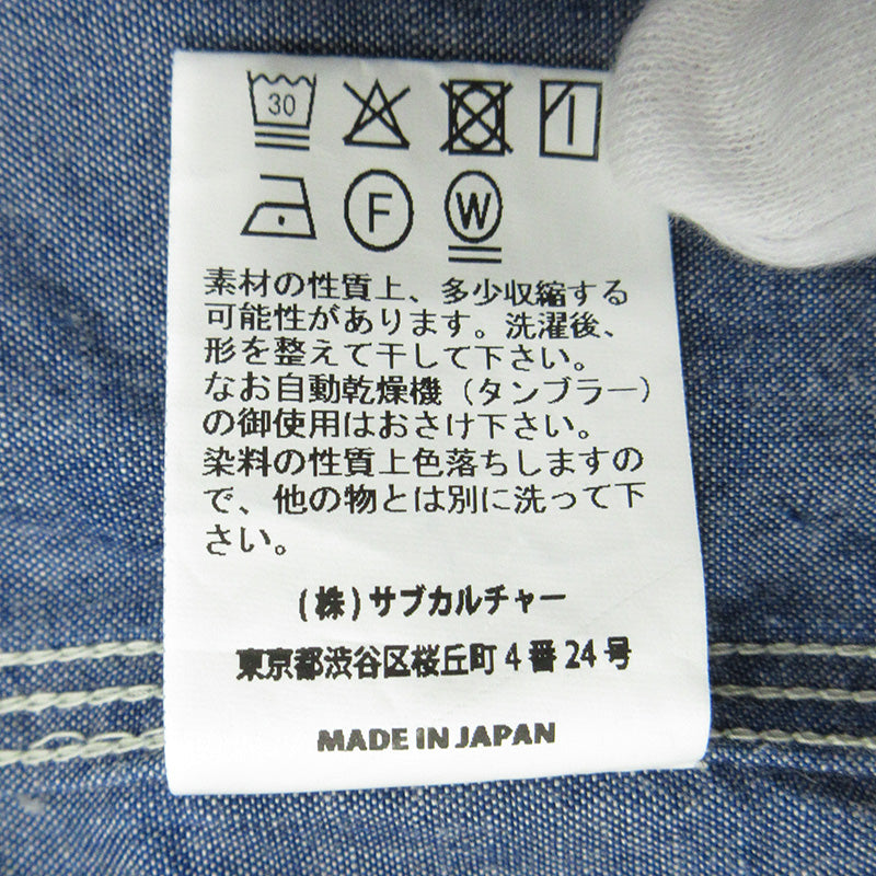 SC Subculture | サブカルチャー CHAMBRAY SHIRT シャンブレーシャツ ロゴ刺繍長袖シャツ 長袖シャツ SCTP-S2605 ブルー インディゴ サイズ:2【三重本店】