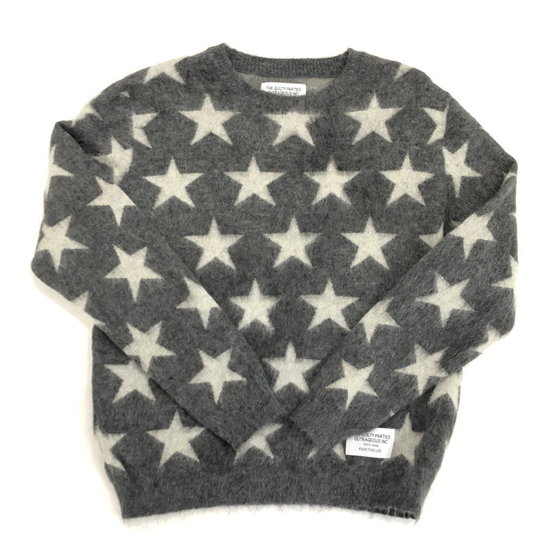 【中古】WACKOMARIA | ワコマリア STAR MOHAIR KNIT U NECK セーター 12AW-KNT-09 2012A/W グレー サイズ:M