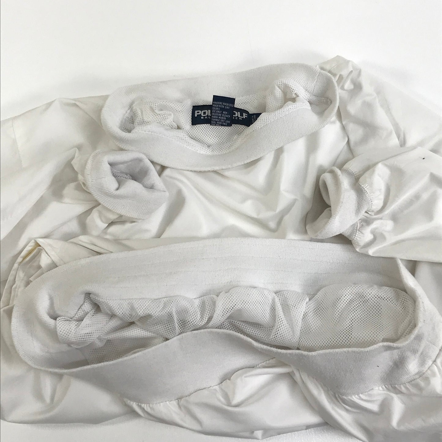 【中古】POLO RALPH LAUREN | ポロ・ラルフローレン ブルゾン POLO GOLF ポロゴルフ 90年代 ピステ ナイロン プルオーバー 実寸 XXL 位 ホワイト サイズ:L【加古川物流】