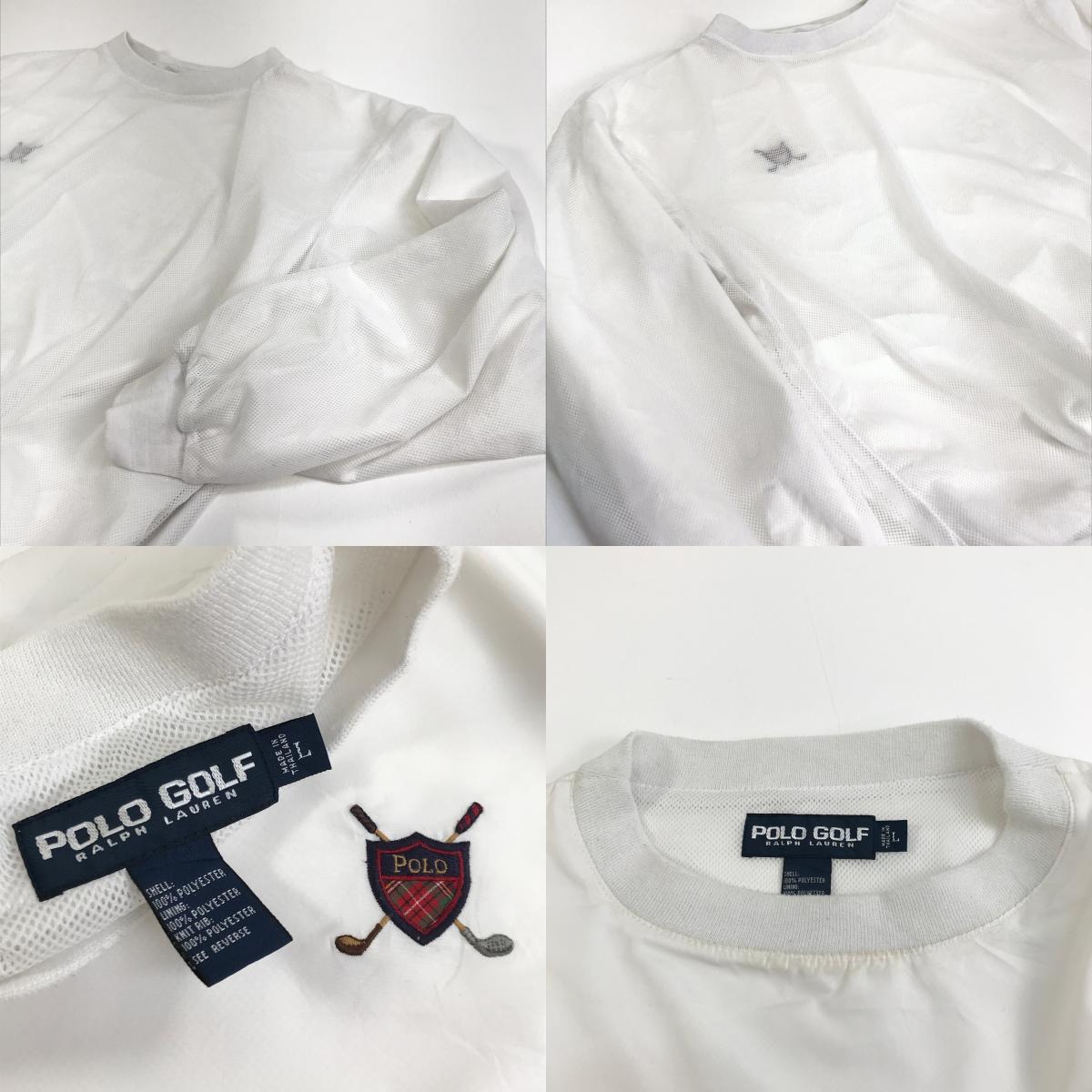 【中古】POLO RALPH LAUREN | ポロ・ラルフローレン ブルゾン POLO GOLF ポロゴルフ 90年代 ピステ ナイロン プルオーバー 実寸 XXL 位 ホワイト サイズ:L【加古川物流】