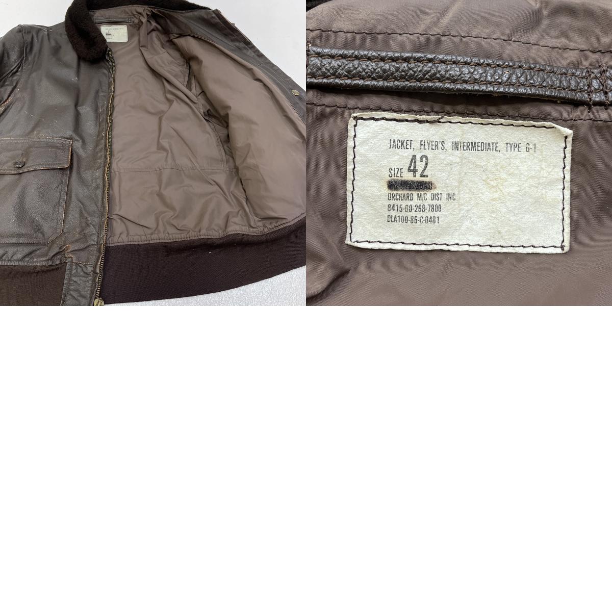 MILITARY衣料 | ミリタリーイリョウ u.s navy:g-1 flight jacket 80's ミリタリージャケット dla100-86-c-0481 ブラウン サイズ:42【加古川店】