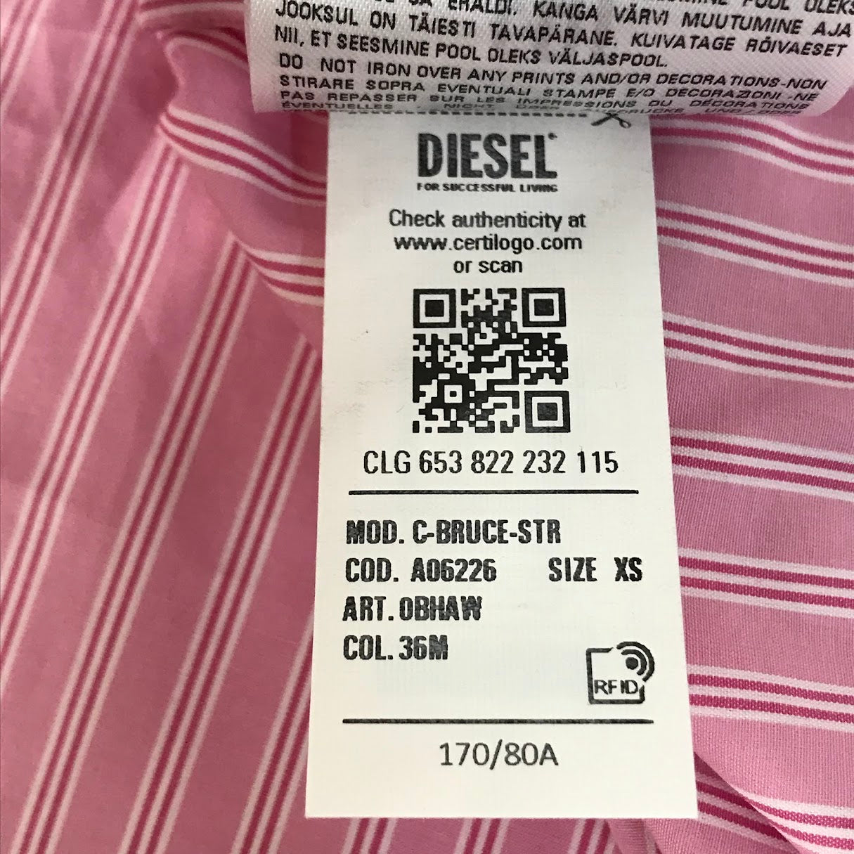 DIESEL | ディーゼル ストライプ柄 長袖シャツ A06226 ピンク サイズ:XS【倉吉店】