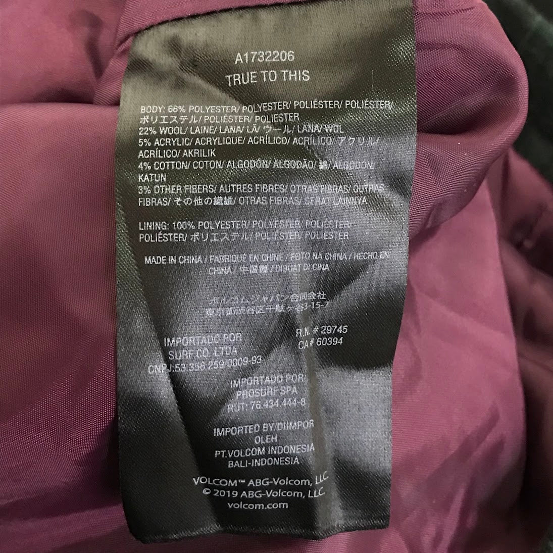 VOLCOM | ボルコム チェック柄 ステンカラーコート グリーン×ブラック サイズ:L【倉吉店】