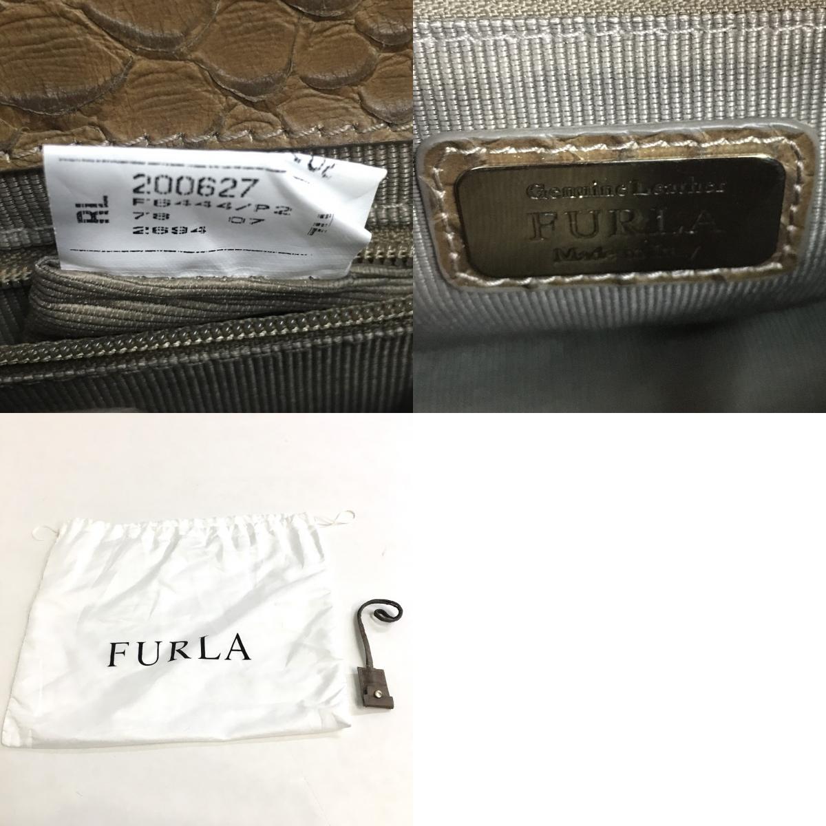 Furla | フルラ ALICE python-embossed パイソン型押し ショルダーバッグ 200627 ブラウン【倉吉店】