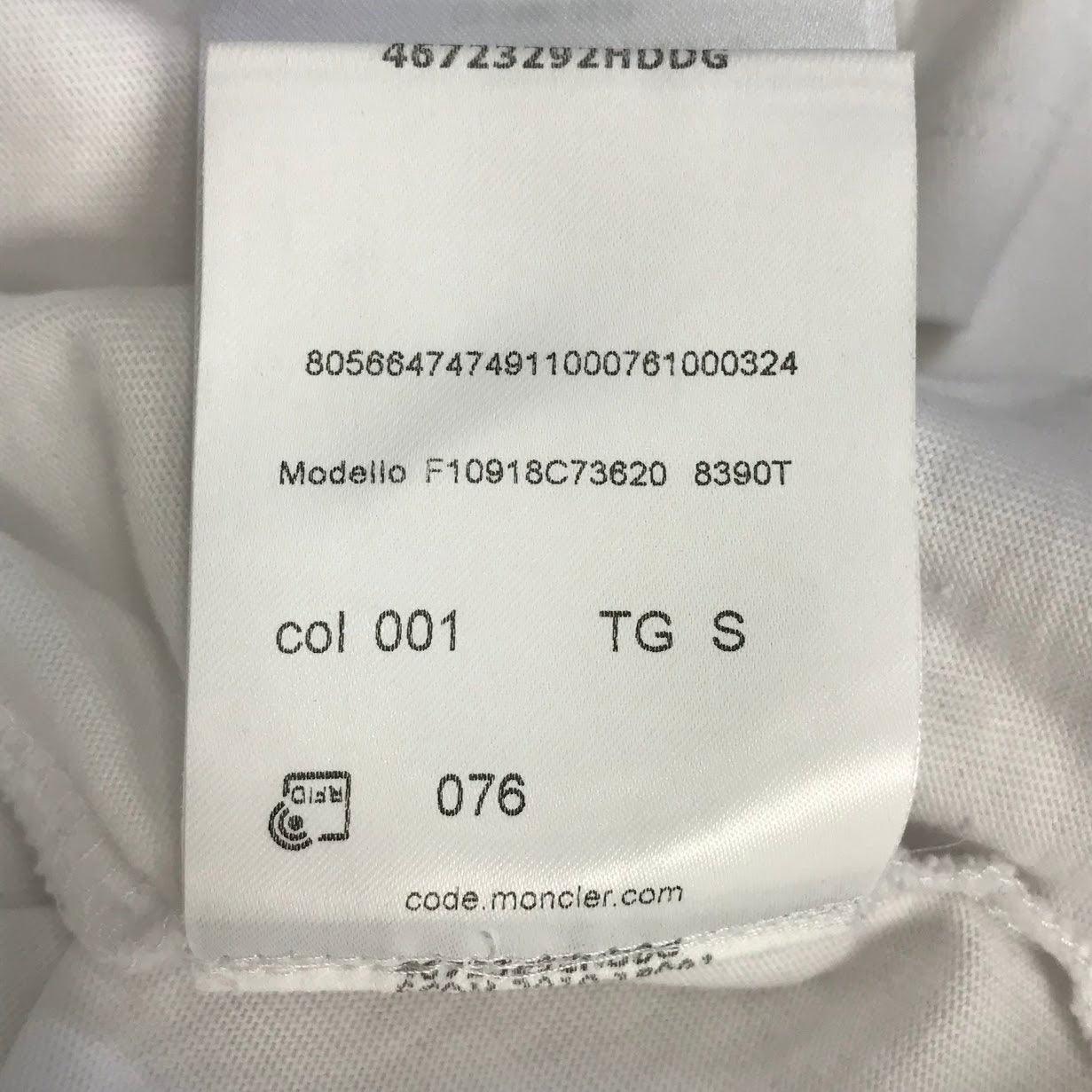 MONCLER | モンクレール MAGLIA T-SHIRT 半袖Tシャツ C-SCOM-19-18991 ホワイト サイズ:S【倉吉店】【代金引換不可・日時指定不可】【ポスト投函】
