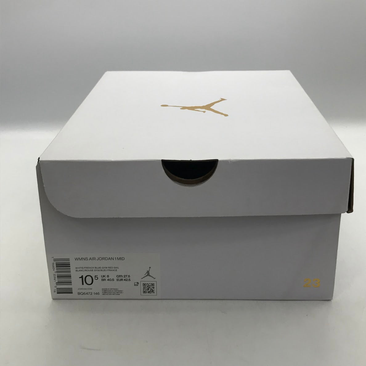 NIKE | ナイキ WMNS AIR JORDAN 1 MID スニーカー BQ6472-146 ホワイト/フレンチブルー/ジムレッド 27.5cm【倉吉店】