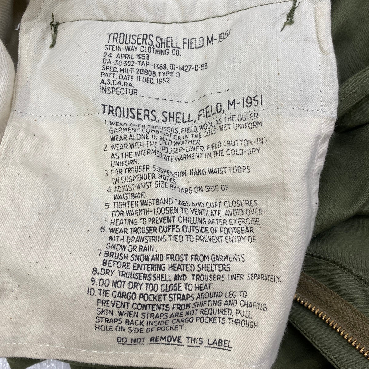 MILITARY衣料 | ミリタリーイリョウ M-51 FIELD PANT STEIN WAY CLOTHING 50'S パンツ MIL-T-20608B カーキ サイズ:XL【加古川店】