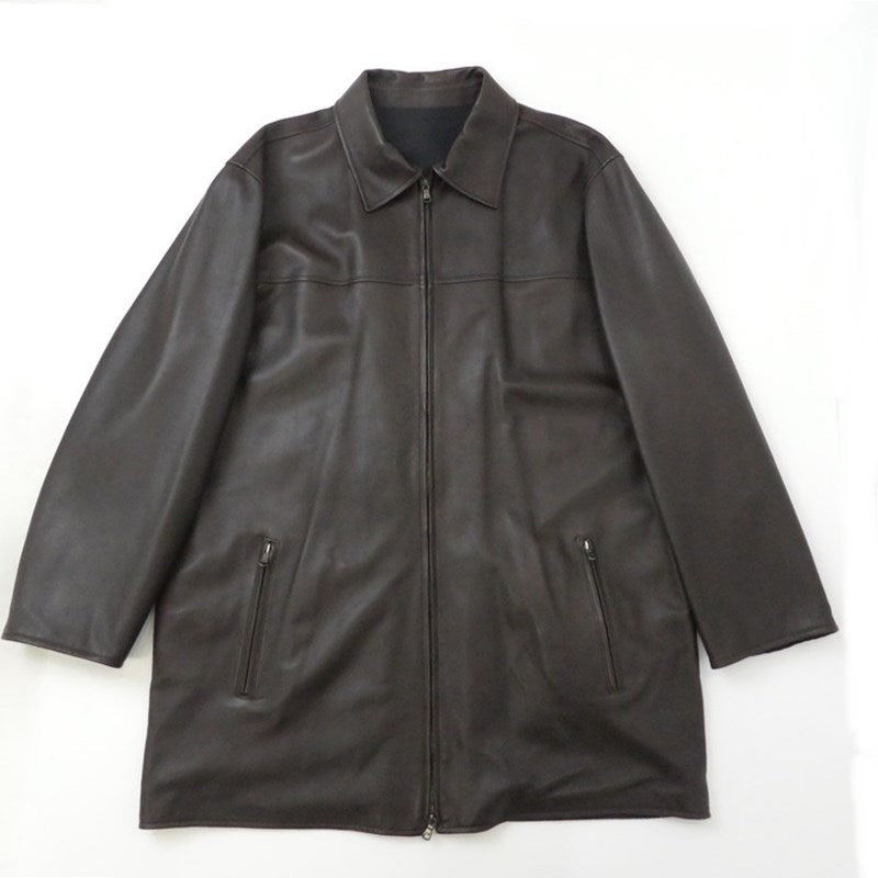【中古】Ermenegildo Zegna | エルメネジルド ゼニア レザー リバーシブル ブラウン サイズ:L