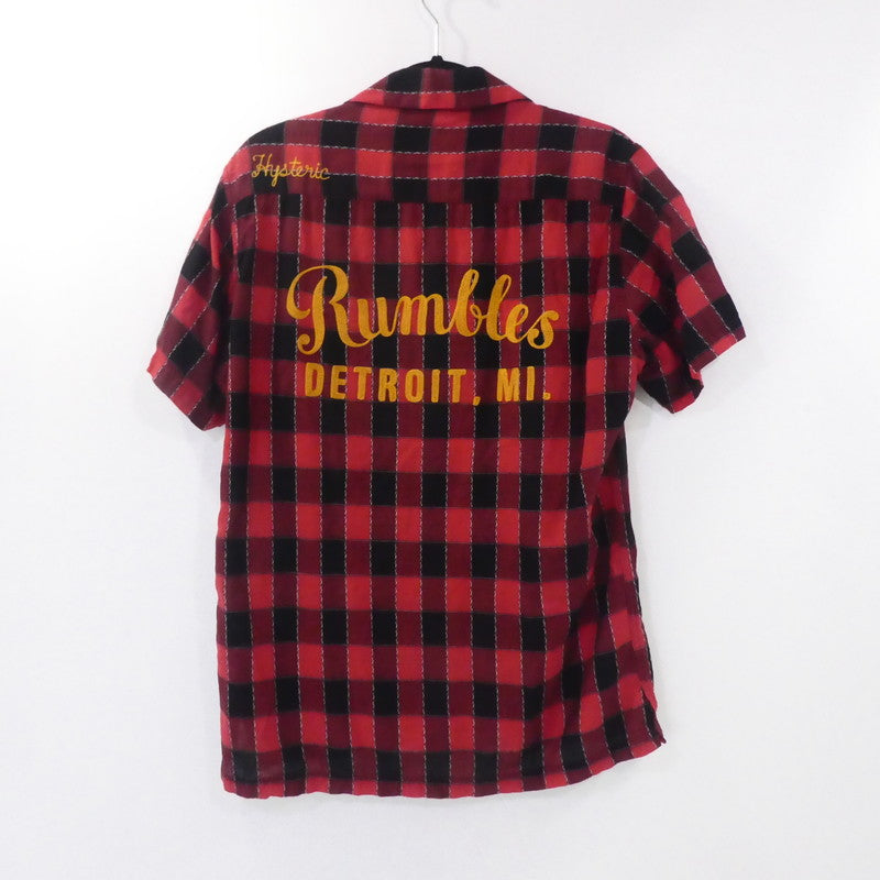 【中古】HYSTERIC GLAMOUR | ヒステリックグラマー RUMBLES 半袖シャツ 0251AH08 レッド サイズ:S