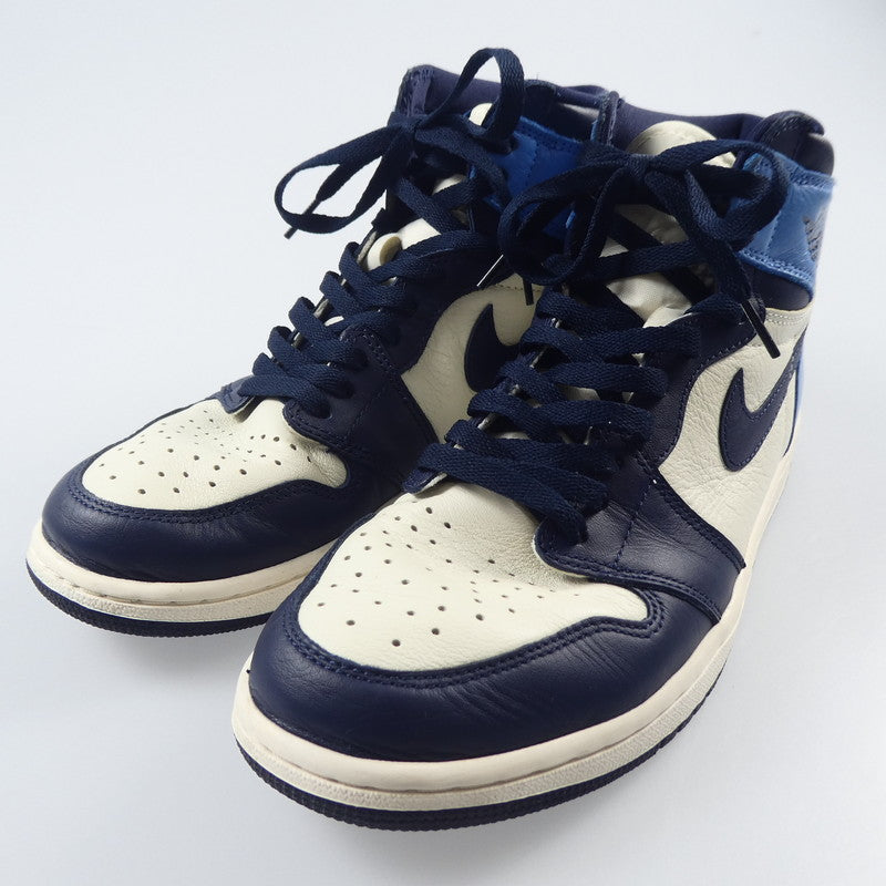【中古】NIKE | ナイキ AIR JORDAN 1 RETRO HIGH OG スニーカー 555088-140 ネイビー 27.5cm
