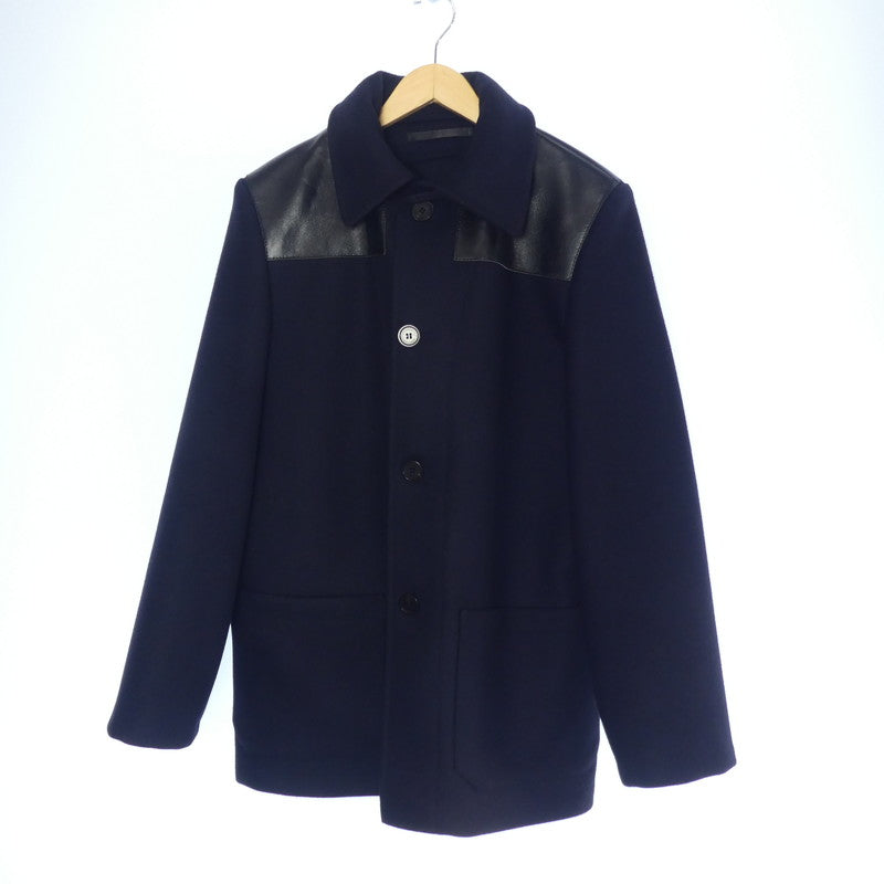 【中古】LOUIS VUITTON | ルイ・ヴィトン レザーヨークメルトンコート その他アウター ネイビー サイズ:46