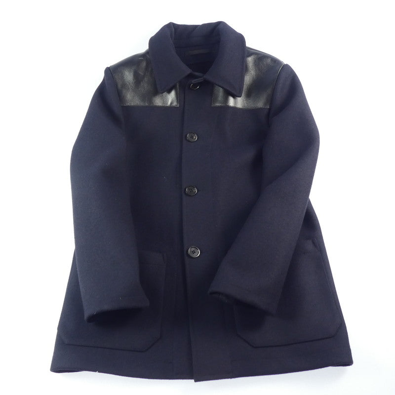 【中古】LOUIS VUITTON | ルイ・ヴィトン レザーヨークメルトンコート その他アウター ネイビー サイズ:46