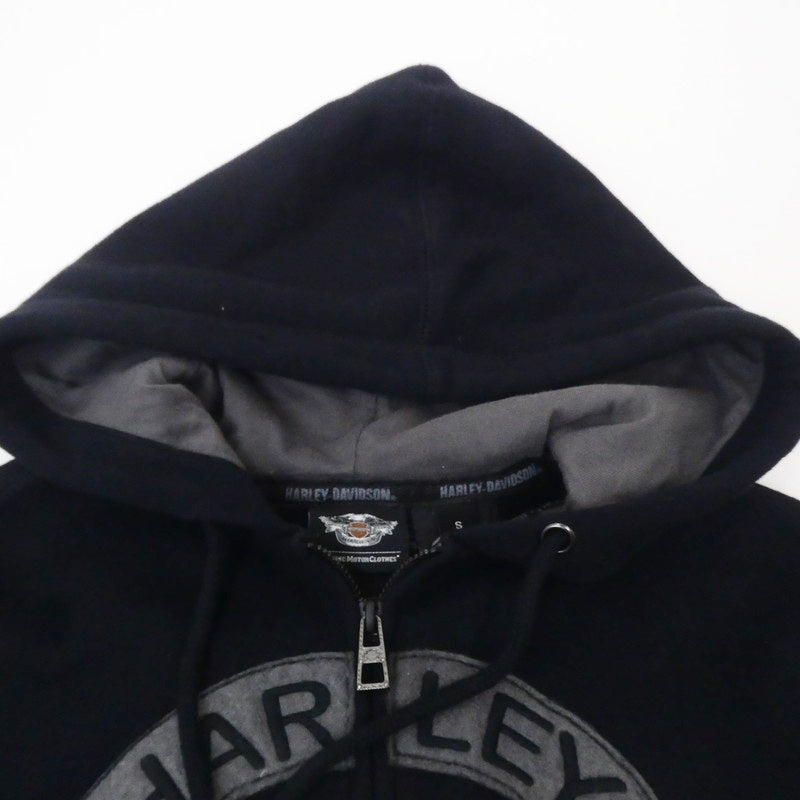 【中古】HARLEY-DAVIDSON | ハーレーダビットソン フロントスカルジップアップフーディ パーカー 96494-18VM ブラック サイズ:S