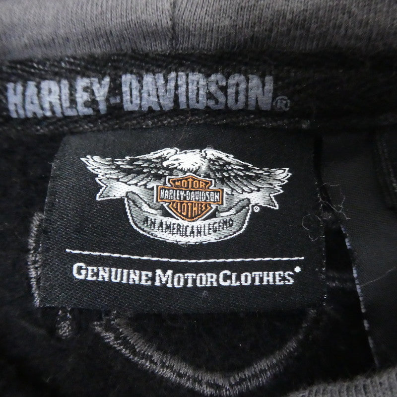 【中古】HARLEY-DAVIDSON | ハーレーダビットソン フロントスカルジップアップフーディ パーカー 96494-18VM ブラック サイズ:S