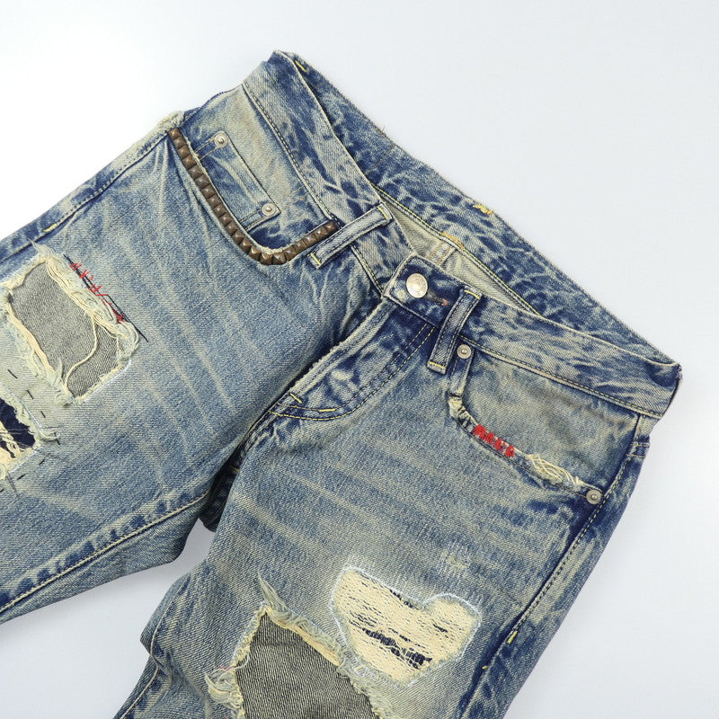 【中古】HYSTERIC GLAMOUR | ヒステリックグラマー HSR加工リペアクラッシュスタッズデニム デニムパンツ 0203AP10