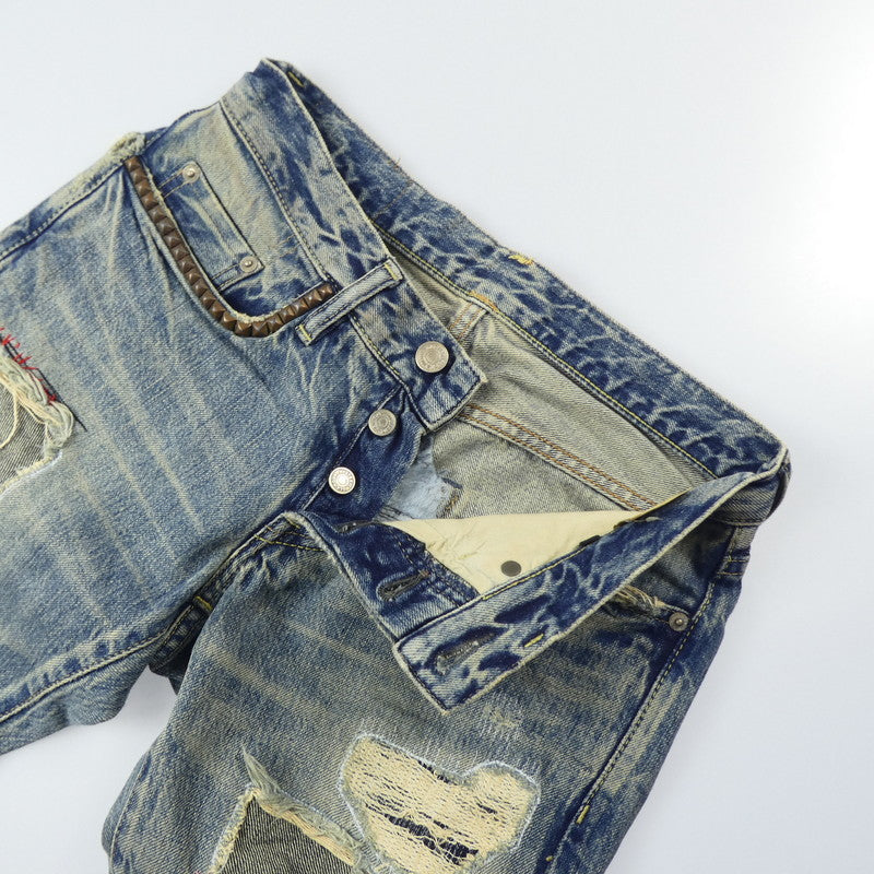 【中古】HYSTERIC GLAMOUR | ヒステリックグラマー HSR加工リペアクラッシュスタッズデニム デニムパンツ 0203AP10