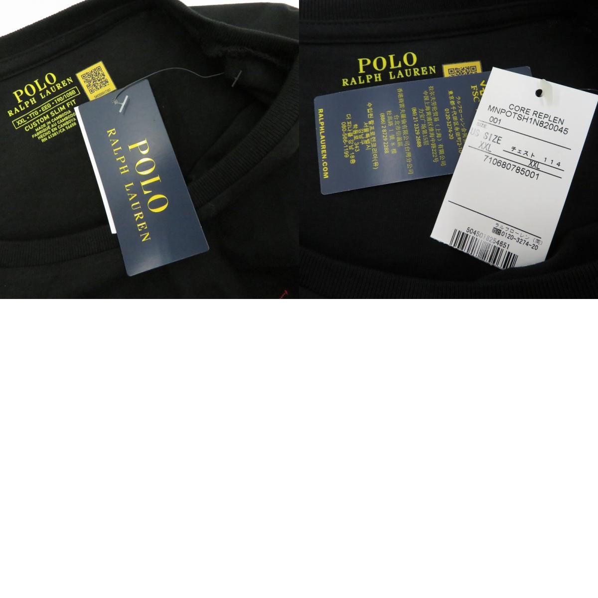 POLO RALPH LAUREN | ポロ・ラルフローレン CUSTOM SLIM FIT 半袖Tシャツ 710680785001 ブラック サイズ:XXL【瀬戸大橋店】