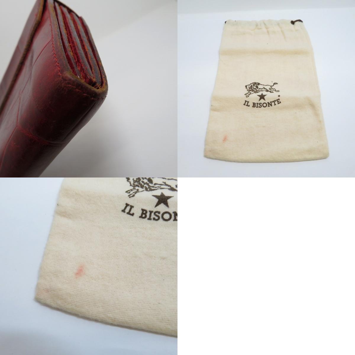 IL BISONTE | イルビゾンテ 型押しロングウォレット 長財布 54202313040 レッド【瀬戸大橋店】