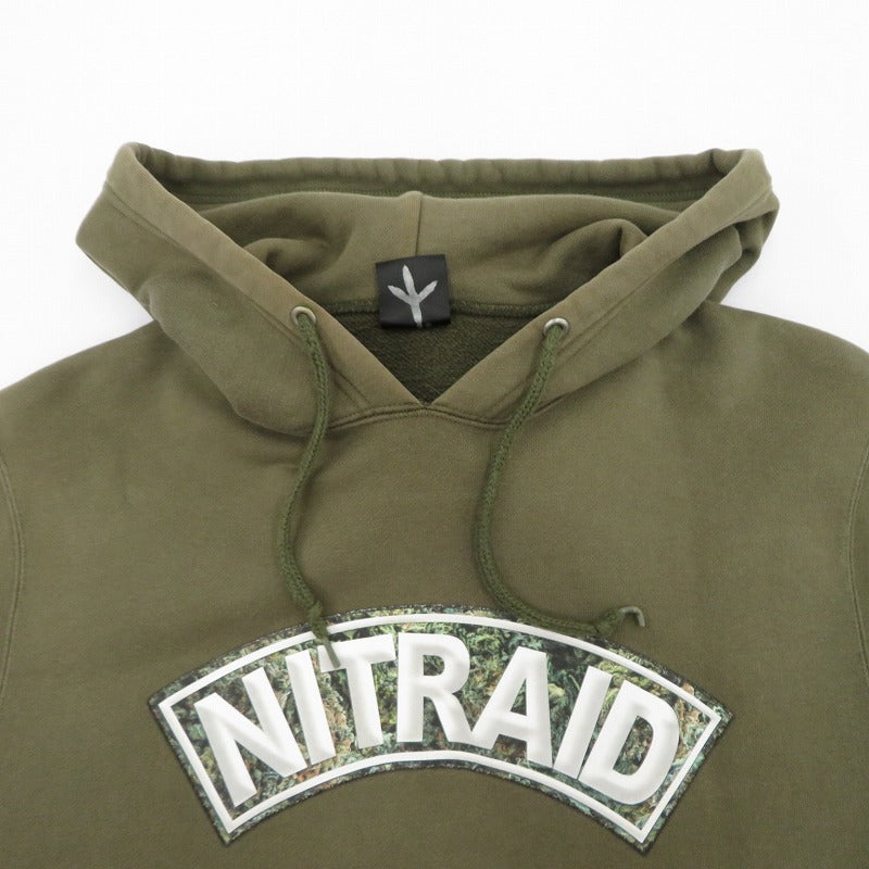nitraid | ナイトレイド リアルウィード柄ア-チロゴ パーカー カーキ サイズ：M【瀬戸大橋店】