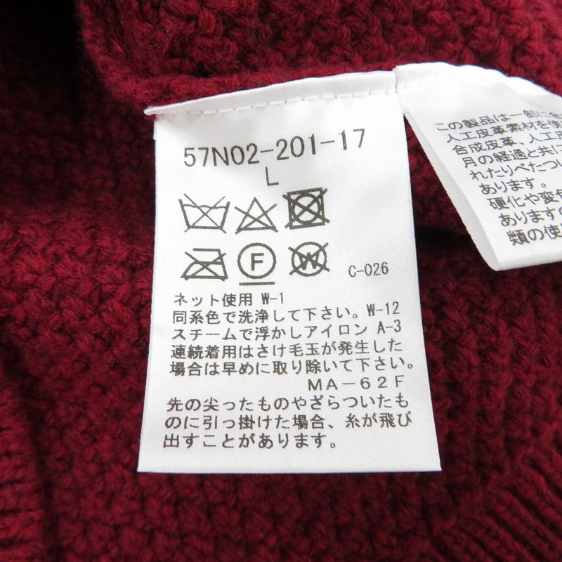 クレストブリッジチェックカフローゲージケーブルニット ニット ボルドー/バーガンディー サイズ：L【瀬戸大橋店】