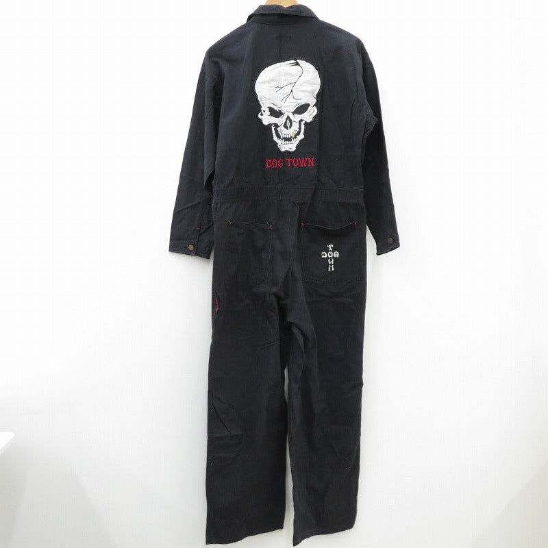 DOGTOWN | ドッグタウン スカル刺繍 ツナギ C-PY-4521 ブラック サイズ：M【瀬戸大橋店】