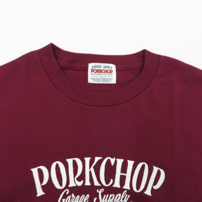PORK CHOP | ポークチョップ GARAGE SUPPLY PORK FRONT TEE 半袖Ｔシャツ P0451 ボルドー/バーガンディー サイズ：L【瀬戸大橋店】