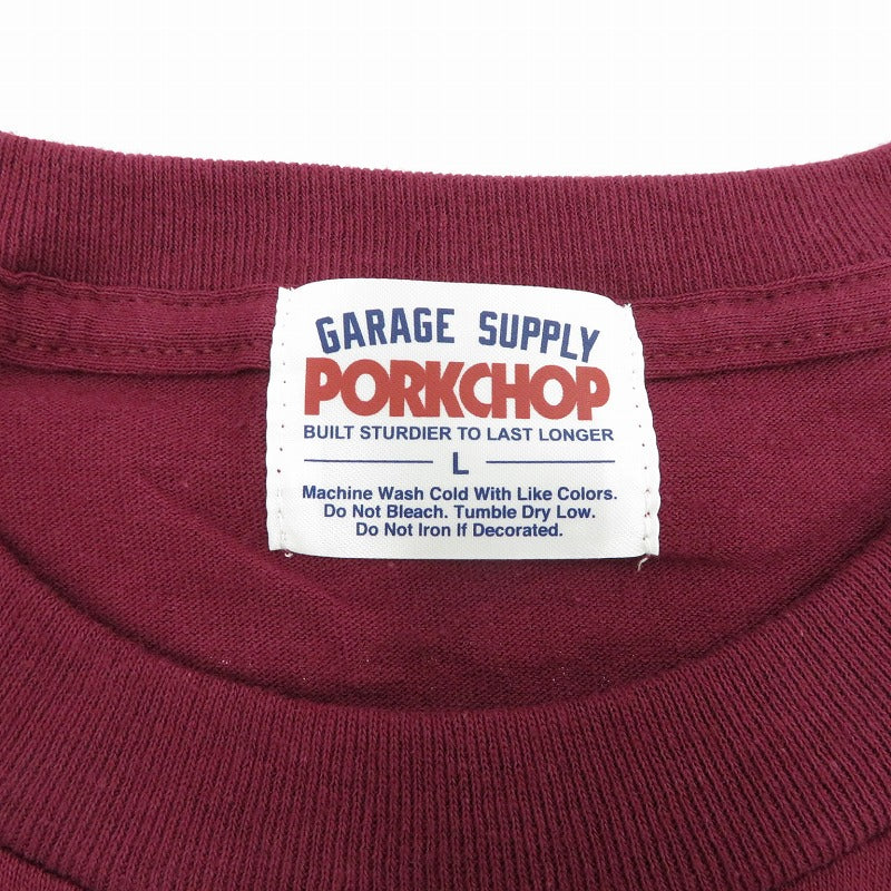PORK CHOP | ポークチョップ GARAGE SUPPLY PORK FRONT TEE 半袖Ｔシャツ P0451 ボルドー/バーガンディー サイズ：L【瀬戸大橋店】