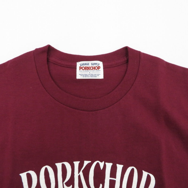 PORK CHOP | ポークチョップ GARAGE SUPPLY PORK FRONT TEE 半袖Ｔシャツ P0451 ボルドー/バーガンディー サイズ：L【瀬戸大橋店】