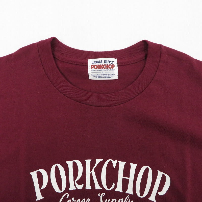 PORK CHOP | ポークチョップ GARAGE SUPPLY PORK FRONT TEE 半袖Ｔシャツ P0451 ボルドー/バーガンディー サイズ：L【瀬戸大橋店】