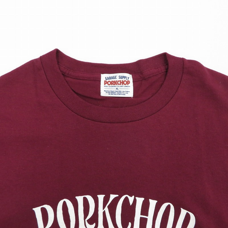 PORK CHOP | ポークチョップ GARAGE SUPPLY PORK FRONT TEE 半袖Ｔシャツ P0451 ボルドー/バーガンディー サイズ：XL【瀬戸大橋店】