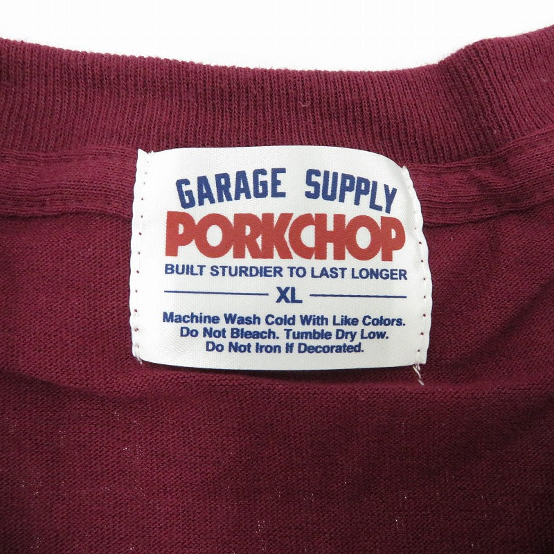 PORK CHOP | ポークチョップ GARAGE SUPPLY PORK FRONT TEE 半袖Ｔシャツ P0451 ボルドー/バーガンディー サイズ：XL【瀬戸大橋店】
