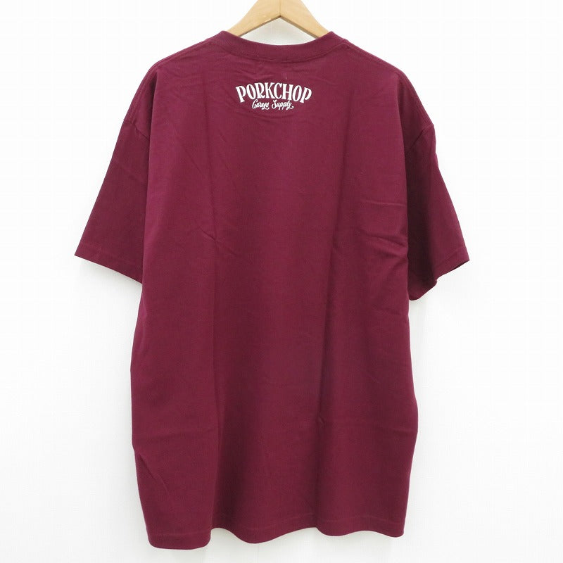 PORK CHOP | ポークチョップ GARAGE SUPPLY PORK FRONT TEE 半袖Ｔシャツ P0451 ボルドー/バーガンディー サイズ：XL【瀬戸大橋店】
