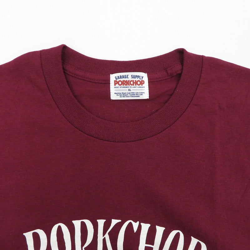 PORK CHOP | ポークチョップ GARAGE SUPPLY PORK FRONT TEE 半袖Ｔシャツ P0451 ボルドー/バーガンディー サイズ：XL【瀬戸大橋店】