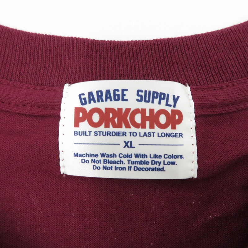 PORK CHOP | ポークチョップ GARAGE SUPPLY PORK FRONT TEE 半袖Ｔシャツ P0451 ボルドー/バーガンディー サイズ：XL【瀬戸大橋店】