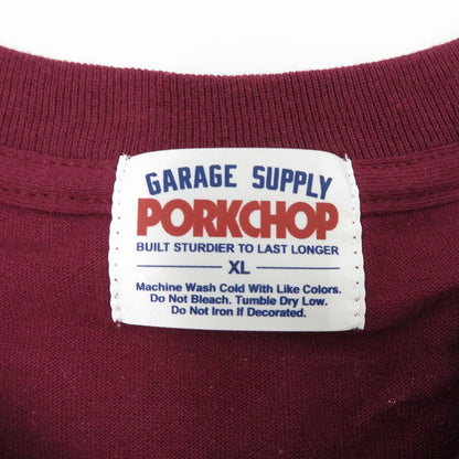 PORK CHOP | ポークチョップ GARAGE SUPPLY PORK FRONT TEE 半袖Ｔシャツ P0451 ボルドー/バーガンディー サイズ：XL【瀬戸大橋店】
