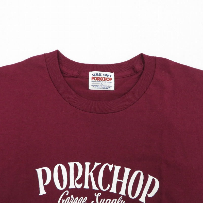 PORK CHOP | ポークチョップ GARAGE SUPPLY PORK FRONT TEE 半袖Ｔシャツ P0451 ボルドー/バーガンディー サイズ：XL【瀬戸大橋店】