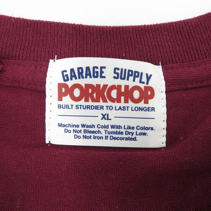 PORK CHOP | ポークチョップ GARAGE SUPPLY PORK FRONT TEE 半袖Ｔシャツ P0451 ボルドー/バーガンディー サイズ：XL【瀬戸大橋店】