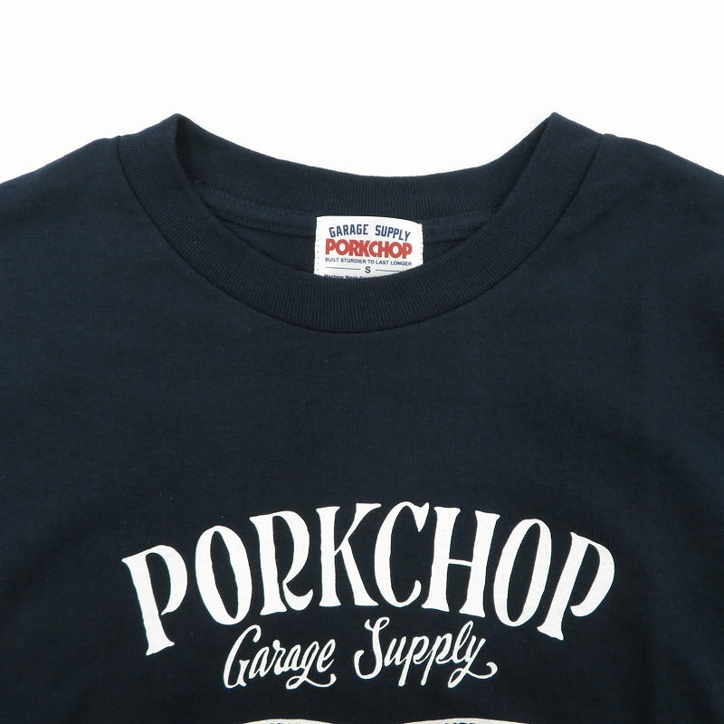 PORK CHOP | ポークチョップ GARAGE SUPPLY PORK FRONT TEE 半袖Ｔシャツ P0451 ネイビー サイズ：S【瀬戸大橋店】