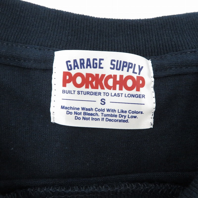 PORK CHOP | ポークチョップ GARAGE SUPPLY PORK FRONT TEE 半袖Ｔシャツ P0451 ネイビー サイズ：S【瀬戸大橋店】