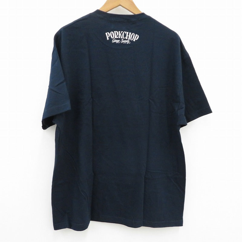 PORK CHOP | ポークチョップ GARAGE SUPPLY PORK FRONT TEE 半袖Ｔシャツ P0451 ネイビー サイズ：XL【瀬戸大橋店】