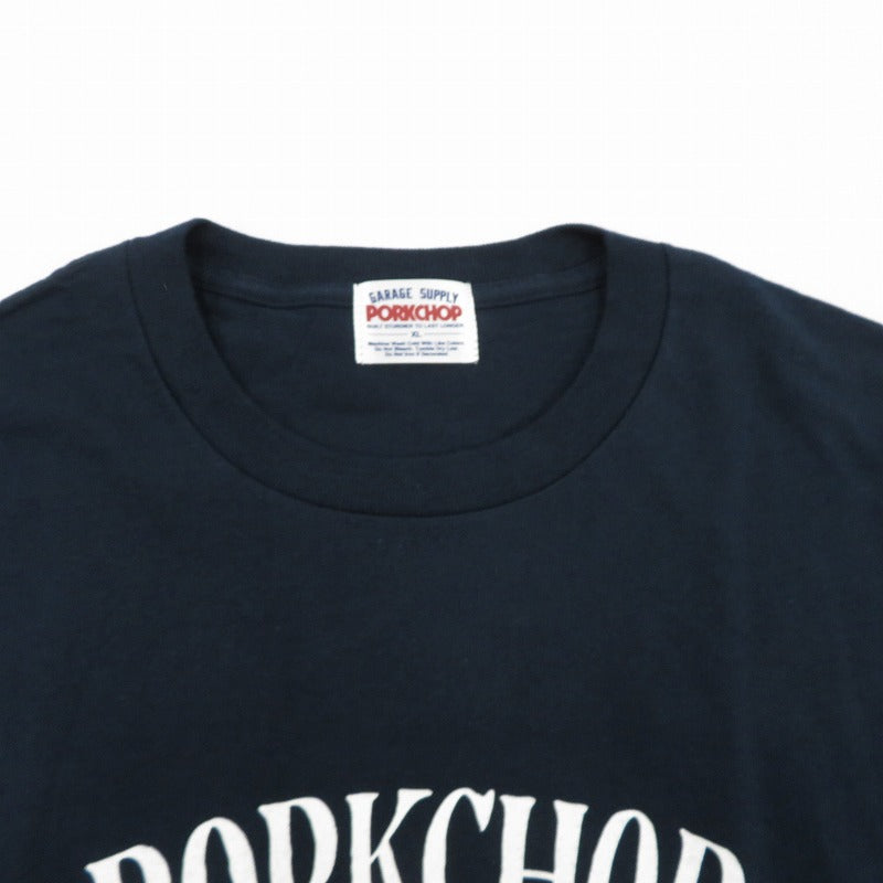 PORK CHOP | ポークチョップ GARAGE SUPPLY PORK FRONT TEE 半袖Ｔシャツ P0451 ネイビー サイズ：XL【瀬戸大橋店】