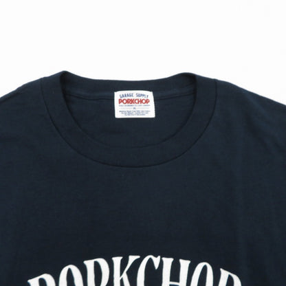 PORK CHOP | ポークチョップ GARAGE SUPPLY PORK FRONT TEE 半袖Ｔシャツ P0451 ネイビー サイズ：XL【瀬戸大橋店】