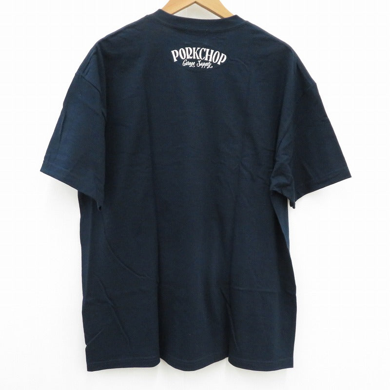 PORK CHOP | ポークチョップ GARAGE SUPPLY PORK FRONT TEE 半袖Ｔシャツ P0451 ネイビー サイズ：XL【瀬戸大橋店】