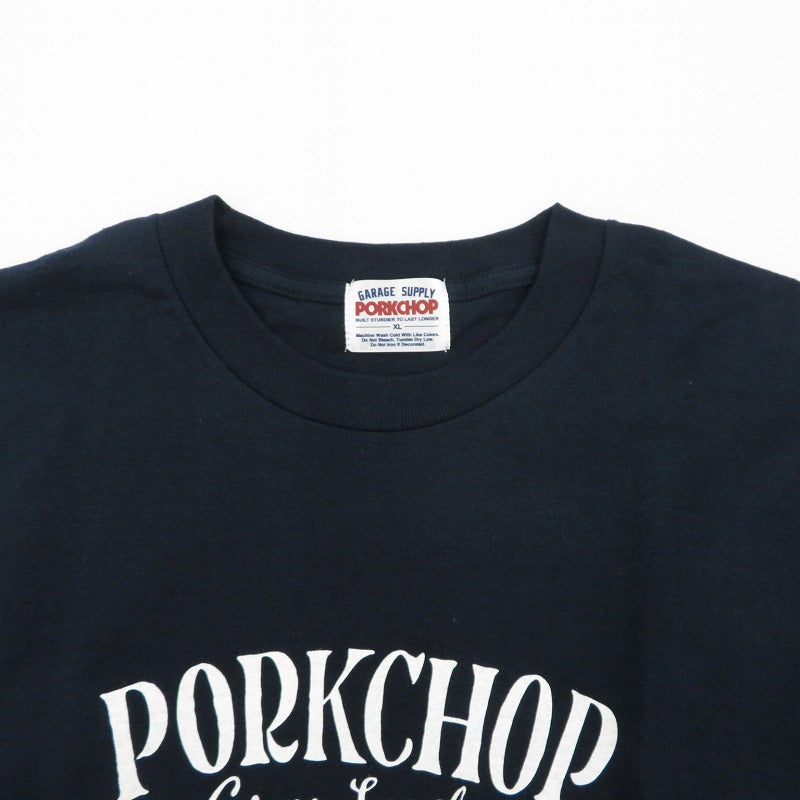PORK CHOP | ポークチョップ GARAGE SUPPLY PORK FRONT TEE 半袖Ｔシャツ P0451 ネイビー サイズ：XL【瀬戸大橋店】