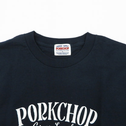 PORK CHOP | ポークチョップ GARAGE SUPPLY PORK FRONT TEE 半袖Ｔシャツ P0451 ネイビー サイズ：XL【瀬戸大橋店】