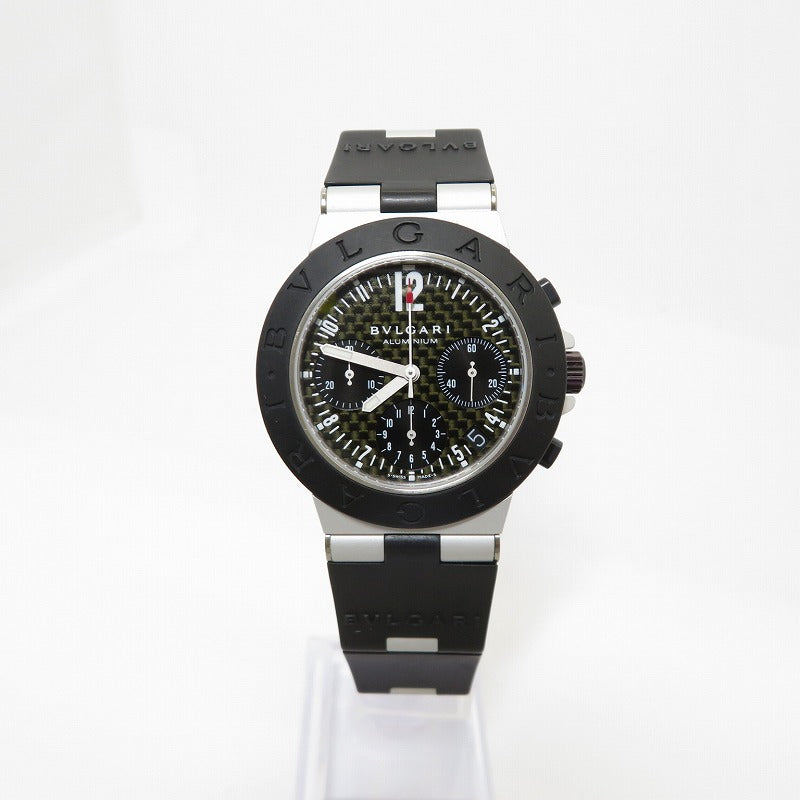 BVLGARI | ブルガリ アルミニウム クロノ カーボン 38mm 腕時計 AC38TA ブラック【瀬戸大橋店】