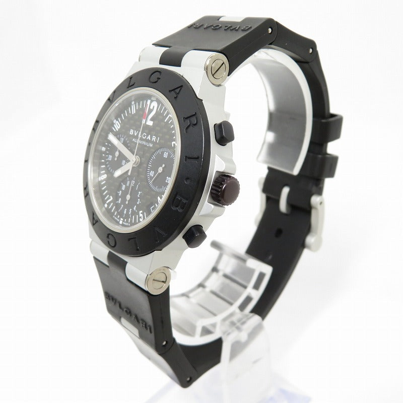 BVLGARI | ブルガリ アルミニウム クロノ カーボン 38mm 腕時計 AC38TA ブラック【瀬戸大橋店】