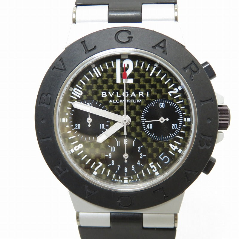 BVLGARI | ブルガリ アルミニウム クロノ カーボン 38mm 腕時計 AC38TA ブラック【瀬戸大橋店】