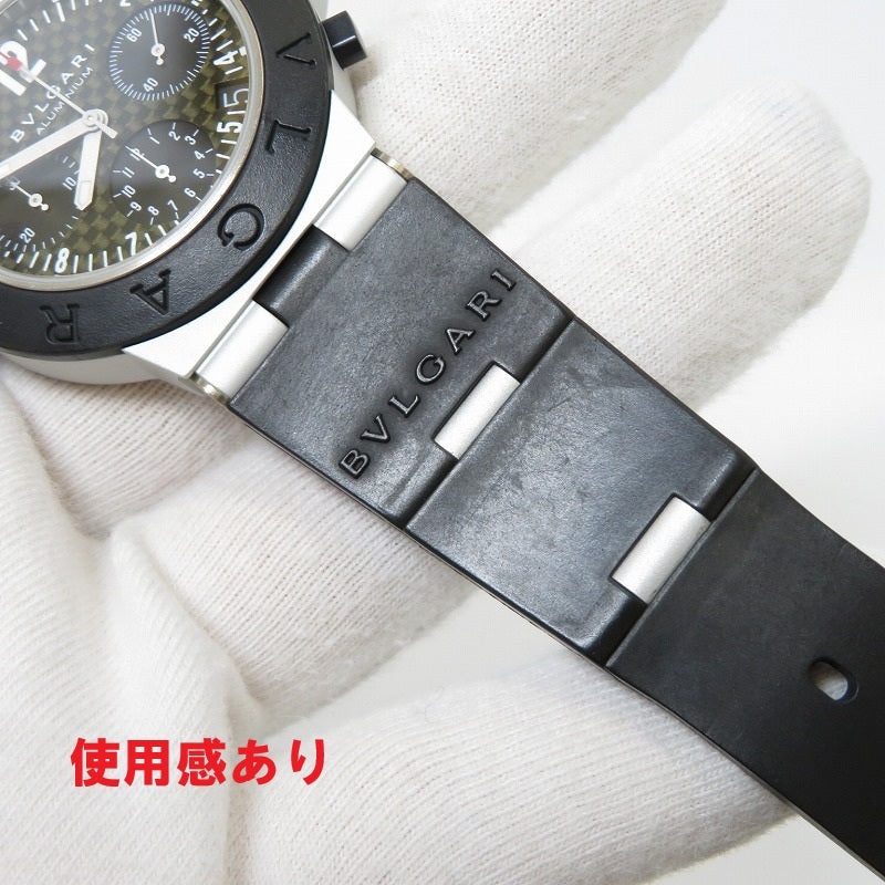 BVLGARI | ブルガリ アルミニウム クロノ カーボン 38mm 腕時計 AC38TA ブラック【瀬戸大橋店】