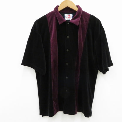 SON OF THE CHEESE | サノバチーズ VELOUR STRIPE SHIRT 半袖シャツ SC2310-CT05 ブラック サイズ：L【瀬戸大橋店】